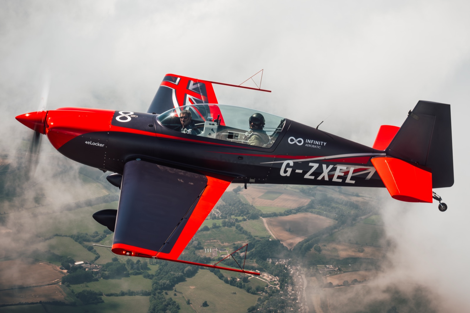 Topside view of the Extra 300 mid-turn